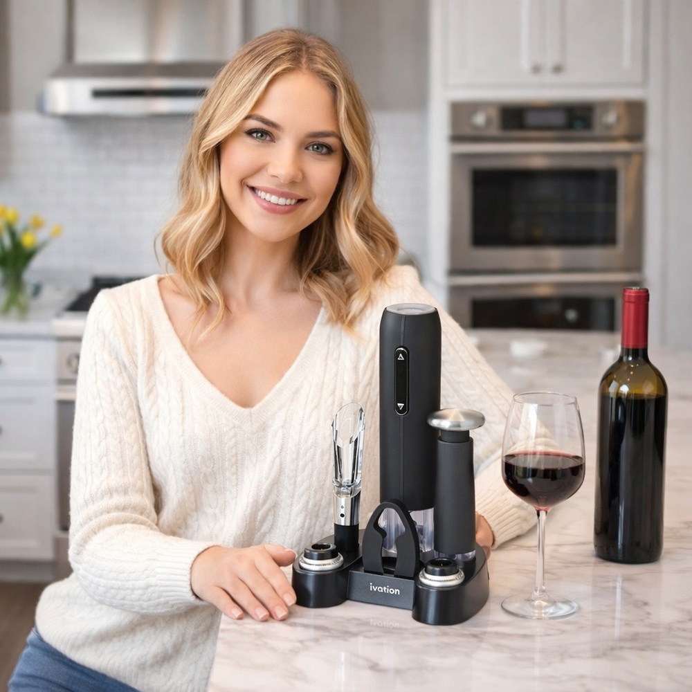 Ivation Electric Wine Opener 7-Piece Gift Set New Open Box Ships 1 day!